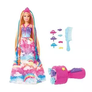 Boneca Barbie® Tranças Magicas<BR>- Pink & Lilás<BR>- 32,2x25,5x6,5cm<BR>- Mattel