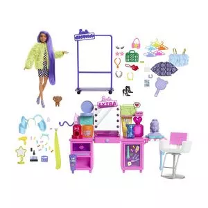 Boneca Barbie® Penteadeira Luzes & Som<BR>- Pink & Amarela<BR>- 34x59,2x13,5cm<BR>- Mattel