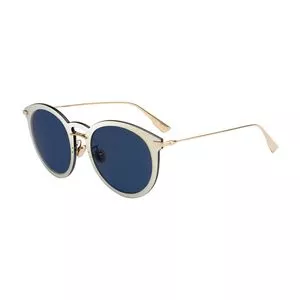 Óculos De Sol Redondo<BR>- Dourado & Azul Marinho<BR>- Dior