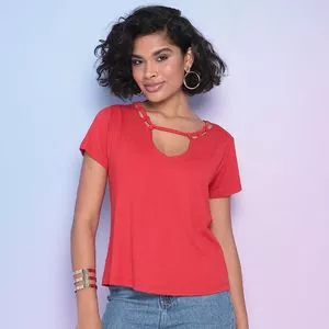 Blusa Com Vazados<BR>- Vermelha<BR>- Vittri