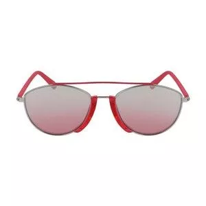 Óculos De Sol Arredondado<BR>- Vermelho & Prateado<BR>- Calvin Klein Jeans