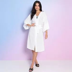 Kimono Com Amarração<BR>- Branco<BR>- Silvia Schaefer