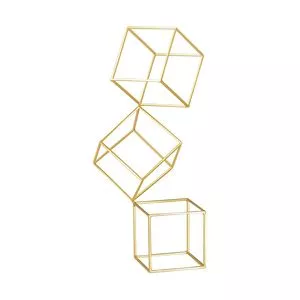 Escultura Geométrica<BR>- Dourada<BR>- 49,5x25x22cm<BR>- Mart
