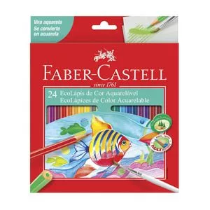 Caixa De Lápis De Cor Ecolápis Aquarelável Faber-Castell<BR>- 24 Cores<BR>- 21x18x5,5cm<BR>- Faber Castell