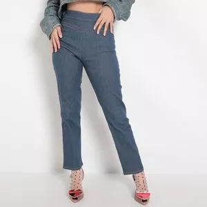 Calça Jeans Reta Com Recortes<BR>- Azul<BR>- Prada