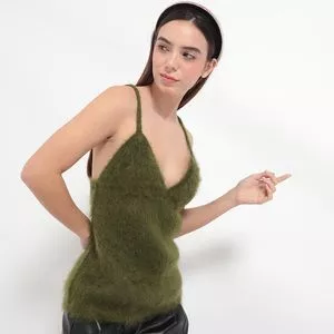 Blusa Em Lã<BR>- Verde Militar<BR>- Prada