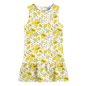 Vestido Infantil Limões<BR>- Branco & Amarelo<BR>- Rovitex