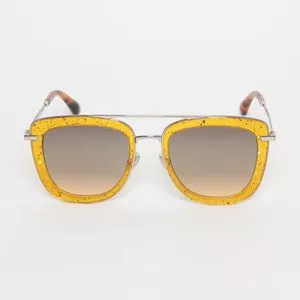 Óculos De Sol Quadrado<BR>- Cinza Escuro & Amarelo<BR>- Jimmy Choo