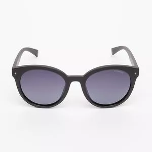 Óculos De Sol Redondo<BR>- Preto & Azul Escuro<BR>- Polaroid