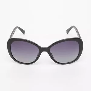 Óculos De Sol Arredondado<BR>- Preto & Azul Escuro<BR>- Polaroid
