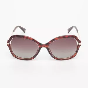 Óculos De Sol Arredondado<BR>- Vermelho & Preto<BR>- Polaroid