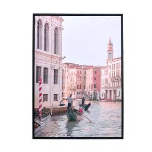 Quadro Decorativo Veneza<BR>- Off White & Vermelho<BR>- 70x50x3,5cm<BR>- Espressione