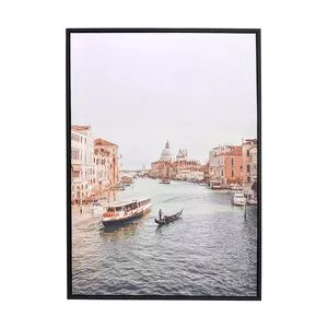 Quadro Decorativo Veneza<BR>- Off White & Cinza Escuro<BR>- 70x50x3,5cm<BR>- Espressione