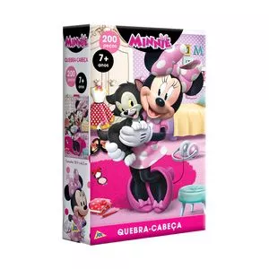 Quebra-Cabeça Minnie Mouse®<BR>- Rosa Claro & Preto<BR>- 200Pçs<BR>- Toyster