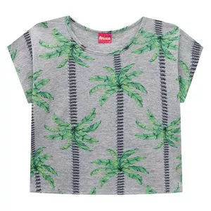 Cropped Juvenil Palmeiras<BR>- Cinza & Verde<BR>- Amora