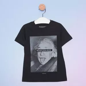 Camiseta Infantil Einstein<BR>- Preta & Cinza<BR>- King Joe