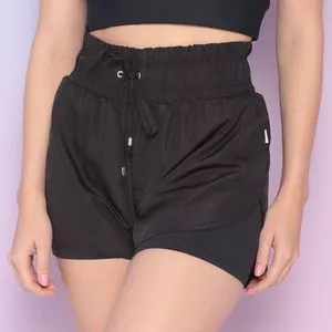 Short Com Recortes<BR>- Preto