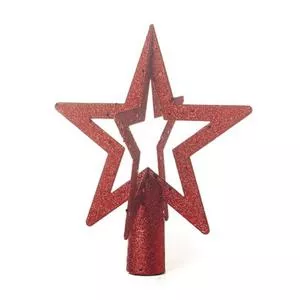 Estrela Para Topo De Árvore<BR> - Vermelho Escuro<BR> - 15x20x20cm<BR> - Cromus