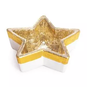 Porta-Vela Estrela<BR> - Dourado & Branco<BR> - 3x10x10cm<BR> - Cromus