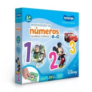 Quebra-Cabeça Disney® Montando Os Números De 1 A 20<BR> - Verde & Rosa<BR> - 20Pçs<BR> - Toyster