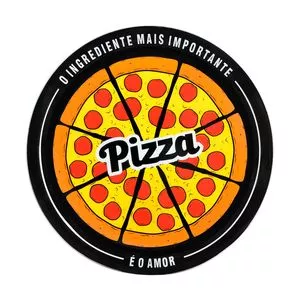 Prato Para Pizza<BR>- Amarelo & Preto<BR>- 2,5xØ40cm<BR>- Decor Glass