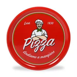 Prato Para Pizza<BR>- Vermelho & Branco<BR>- 2Ø40cm<BR>- Decor Glass