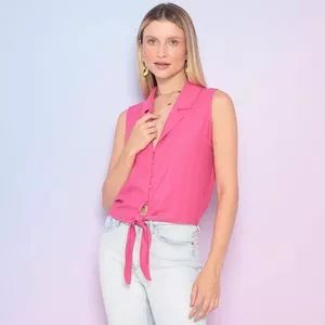 Blusa Com Botões<BR>- Pink<BR>- Canal