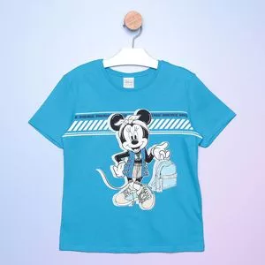 Blusa Infantil Minnie®<BR>- Azul Turquesa & Preta