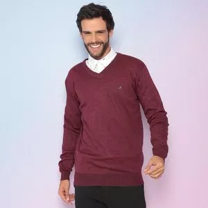 Suéter Em Mescla<BR>- Bordô