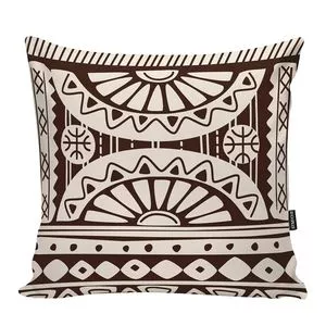 Capa Para Almofada African<BR>- Marrom Escuro & Bege<BR>- 45x45cm<BR>- STM Home