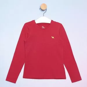 Blusa Infantil Com Bordado<BR>- Vermelha