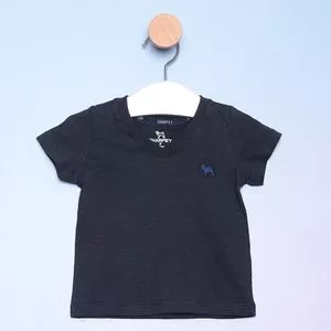 Camiseta Infantil Com Bordado<BR>- Azul Marinho