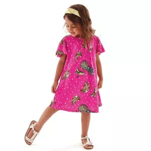 Vestido Infantil Frutas<BR>- Pink & Amarelo