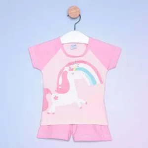 Pijama Infantil Arco-Íris<br /> - Rosa & Azul Claro