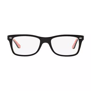 Armação Quadrada Para Óculos De Grau<BR>- Preta & Vermelha<BR>- Ray Ban