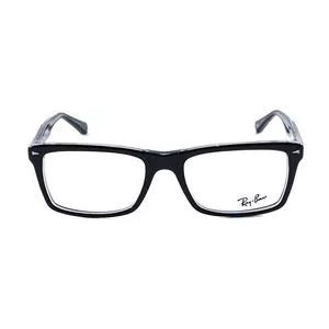 Armação Quadrada Para Óculos De Grau<BR>- Incolor & Preta<BR>- Ray Ban