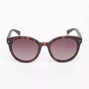 Óculos De Sol Redondo<BR>- Marrom Escuro & Laranja Escuro<BR>- Polaroid