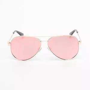 Óculos De Sol Aviador<BR>- Rosa & Dourado<BR>- Polaroid