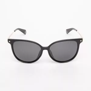 Óculos De Sol Quadrado<BR>- Preto & Dourado<BR>- Polaroid