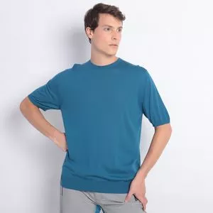 Camiseta Em Lã<BR>- Azul Turquesa<BR>- Prada