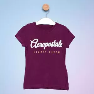 Camiseta Juvenil Aeropostale<br /> - Roxa & Branca