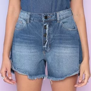 Short Jeans Amplo Com Puídos<BR>- Azul<BR>- JEANS.COM