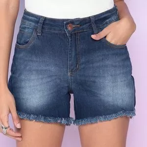 Short Jeans Com Puídos<BR>- Azul<BR>- Vilejack