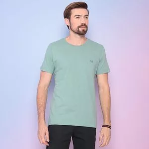 Camiseta Em Malha Com Bordado<BR>- Verde Claro<BR>- Vilejack
