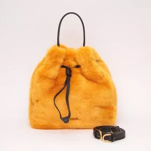 Bolsa Stacy Nuvola Com Couro<BR>- Amarelo Escuro & Preta<BR>- 26x30x15cm<BR>- Furla