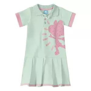 Vestido Infantil Lilica Ripilica®<BR>- Verde Água & Rosa