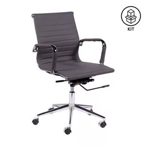 Jogo De Cadeiras Office Eames Esteirinha<BR>- Cinza & Prateado<BR>- 2Pçs<BR>- Or Design