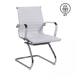 Jogo De Cadeiras Eames Esteirinha<BR>- Branco & Prateado<BR>- 2Pçs<BR>- Or Design