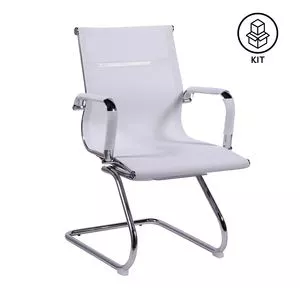 Jogo De Cadeiras Tela<BR>- Branco & Prateado<BR>- 2Pçs<BR>- Or Design