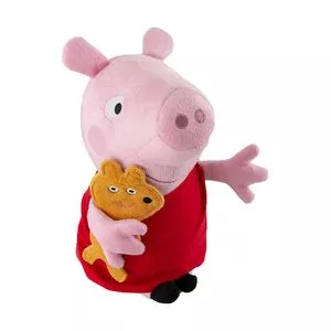 Peppa Pig® Em Pelúcia<BR>- Rosa & Vermelha<BR>- 31x17,5x14,5cm<BR>- Sunny Brinquedos